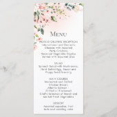 Perzik Roze Witte Bloemen Menu Kaarten (Voorkant)