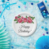 Perzik Rozen Birthday Papieren Bordje (Feest)