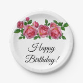 Perzik Rozen Birthday Papieren Bordje (Voorkant)
