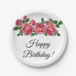 Perzik Rozen Birthday Papieren Bordje