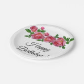 Perzik Rozen Birthday Papieren Bordje (Gekanteld)