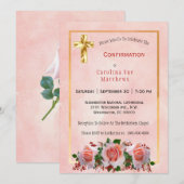  Perzik Rozen Boeket Bloemen Bevestiging Kaart (Voorkant / Achterkant)