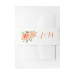 Perzik Rozen bruiloft uitnodiging buik banden Uitnodigingen Wikkel