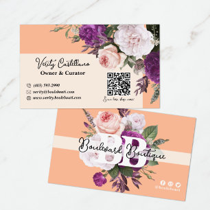  perzik  Rozen Floral Boutique QR Code Visitekaartje
