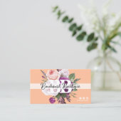  perzik  Rozen Floral Boutique QR Code Visitekaartje (Staand voorkant)