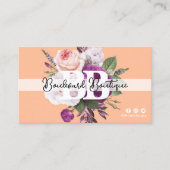  perzik  Rozen Floral Boutique QR Code Visitekaartje (Voorkant)