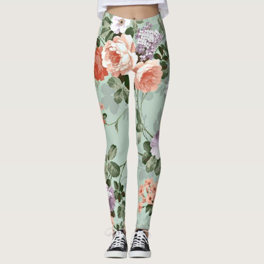 perzik Rozen Leggings (Voorkant)