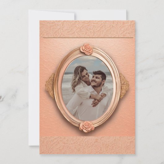 Perzik Rozen met kant Kaart (Voorkant)