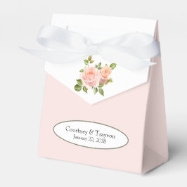Perzik Rozen met wit Bedankdoosjes