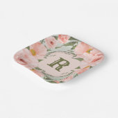 Perzik Rozen op Sage Green gepersonaliseerd Papieren Bordje (Gebogen)