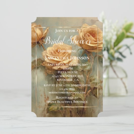 Perzik Rozen Romantisch Bloemen Vrijgezellenfeest Kaart (Staand voorkant)