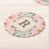 Perzik Rozen & Sage Green Kartonnen Onderzetters (Gekanteld)