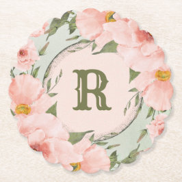 Perzik Rozen & Sage Green Kartonnen Onderzetters