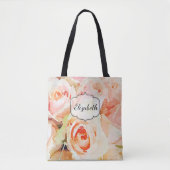 Perzik Rozen Waterverf Custom Tote Bag (Voorkant)