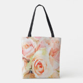 Perzik Rozen Waterverf Custom Tote Bag (Achterkant)
