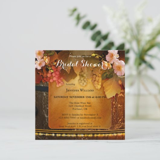 Perzik Rozen Wijn Gewaardeerd Vrijgezellenfeest Kaart (Staand voorkant)