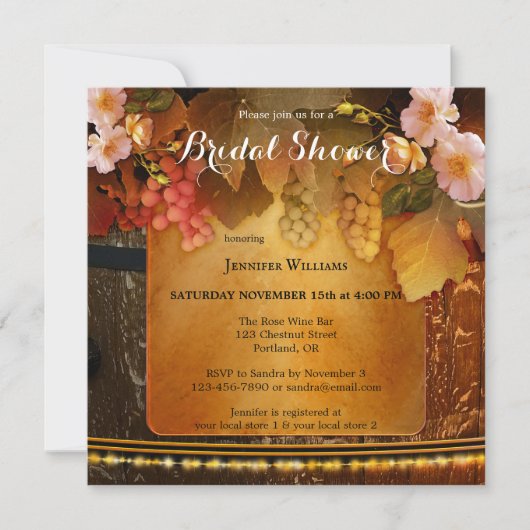 Perzik Rozen Wijn Gewaardeerd Vrijgezellenfeest Kaart (Voorkant)