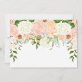 Perzik Rozen Witte Hydrangeas Foto Afstuderen Aankondiging (Achterkant)