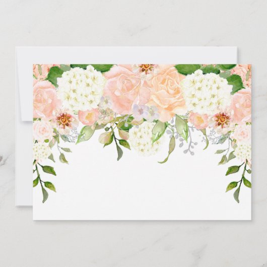 Perzik Rozen Witte Hydrangeas Foto Afstuderen Aankondiging (Achterkant)