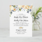 Perzik Rozenwaterverf Bloem Bruiloft Kaart (Staand voorkant)