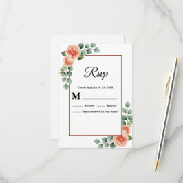Perzik Rozenwaterverf Bruiloft RSVP Kaart