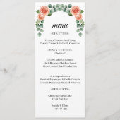 Perzik Rozenwaterverf Eucalyptus Boog Bruiloftsmen Menu (Voorkant)