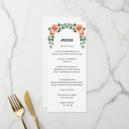 Perzik Rozenwaterverf Eucalyptus Boog Bruiloftsmen Menu