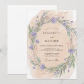 Perzik Rustieke Wilde Bloemen Bruiloft Kaart (Voorkant / Achterkant)