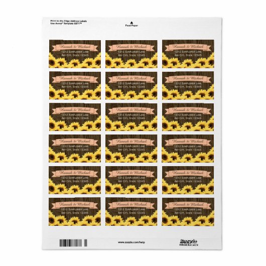 PERZIK RUSTIEKE ZONNEBLOEM RETOURADRES LABEL (Full Sheet)