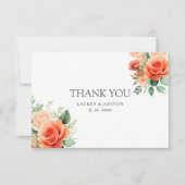 Perzik Sage Bloemen Roos Bruiloft Bedankkaart (Voorkant)