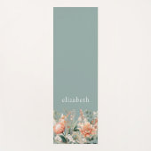 Perzik Sage Groene Boho Waterverf Bloemen Yogamat (Voorkant)