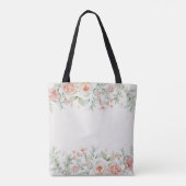 Perzik Sage Groene Waterverf Bloemenbruid Tote Bag (Achterkant)