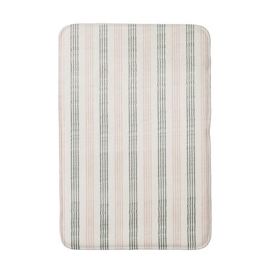 Perzik Sage Moderne Minimalistische Streep Boho Badmat (Voorkant Verticaal)