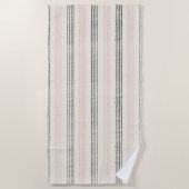 Perzik Sage Moderne Minimalistische Streep Boho Strandlaken (Voorkant)