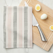 Perzik Sage Moderne Minimalistische Streep Boho Theedoek (Quarter Fold)