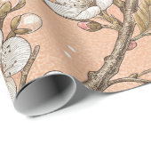 Perzik Sakura Takken Witte Bloem Botanisch Cadeaupapier (Rol Hoek)