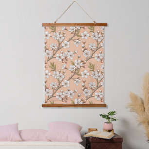 Perzik Sakura Takken Witte Bloem Botanisch Hangend Wandkleed