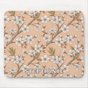 Perzik Sakura Takken Witte Bloem Botanisch Muismat