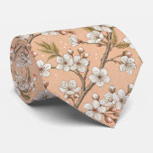 Perzik Sakura Takken Witte Bloem Botanisch Stropdas (Opgerold)