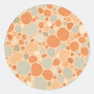 Perzik Salie Groen Kiezels Patroon Abstract Organi Ronde Sticker