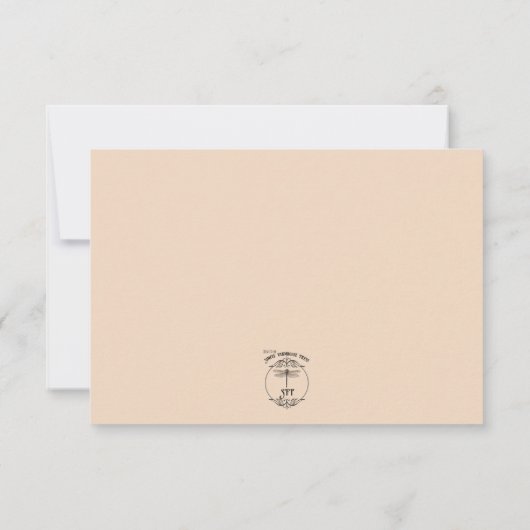 Perzik & Salie Groene Bloemen Bruiloft Save The Date (Achterkant)