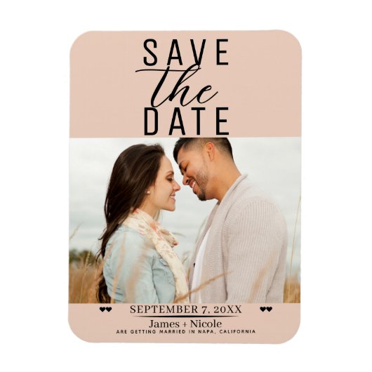 Perzik Save the Date Trouwfoto Magneet (Verticaal)