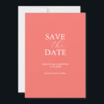 Perzik Save The Date Uitnodiging<br><div class="desc">Maak je verloving bekend met deze minimale save-the-datekaart. Deze kaart heeft een mix van klassieke en scripttypografie in het wit op een effen perzik achtergrond. Gebruik de sjabloonvelden om deze te personaliseren met je naam en trouwdatum. Je kunt zelfs de kleuren aanpassen aan je gewenste trouwthema. Kies uit verschillende soorten...</div>