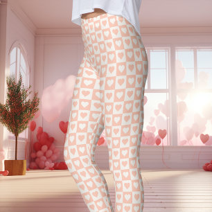 Perzik Schachbrett Hart Valentijnsdag Leggings