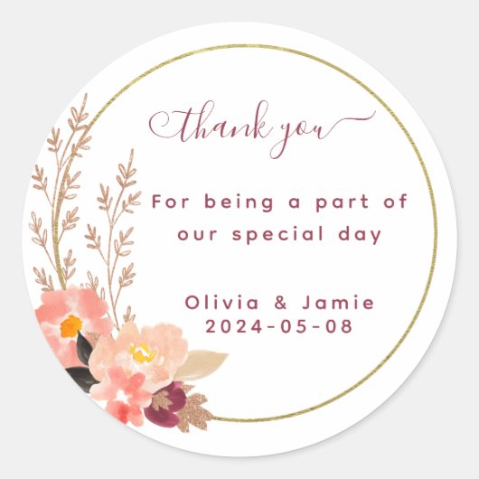 Perzik Schattigee Ronde Sticker (Voorkant)