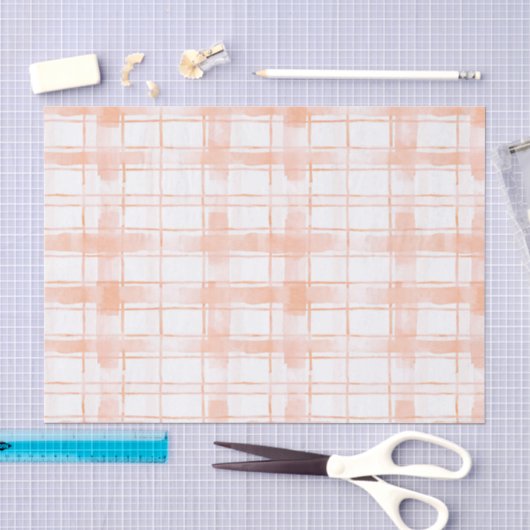 Perzik Schotse Strepen Verjaardag Tissuepapier (Craft)