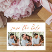 Perzik Script Multi Foto Save the Date Huwelijk