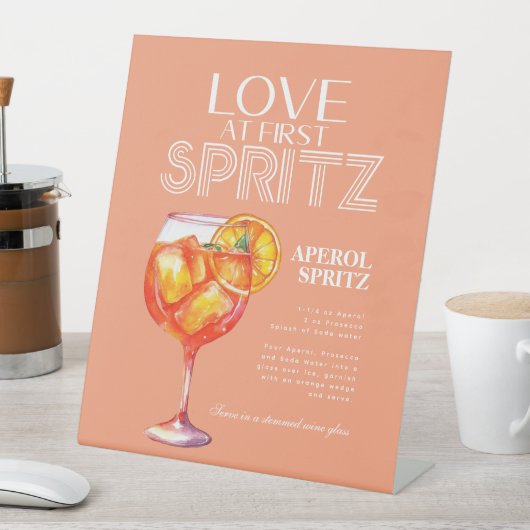 Perzik Sinaasappel Aperol Spritz Vrijgezellenfeest Reclamebord Met Voetstuk (Insitu)