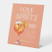 Perzik Sinaasappel Aperol Spritz Vrijgezellenfeest Reclamebord Met Voetstuk (Voorkant)