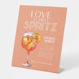 Perzik Sinaasappel Aperol Spritz Vrijgezellenfeest Reclamebord Met Voetstuk